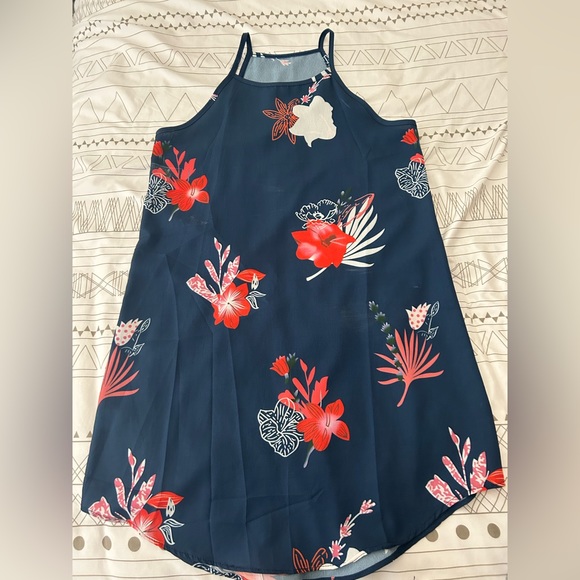 Navy- floral print flowy dress size small - Picture 1 of 1